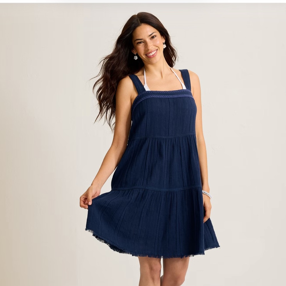 Tommy Bahama Navy Tiered Sleeveless Dress